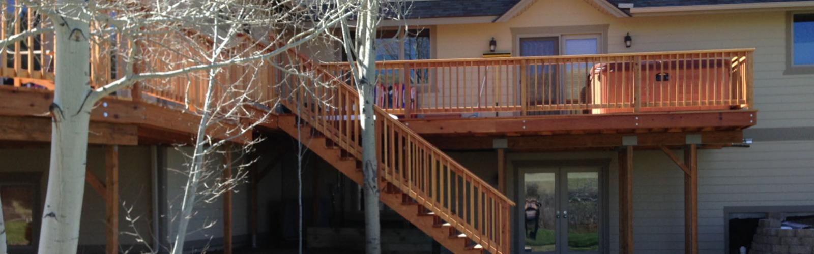 completed deck stairs and rail